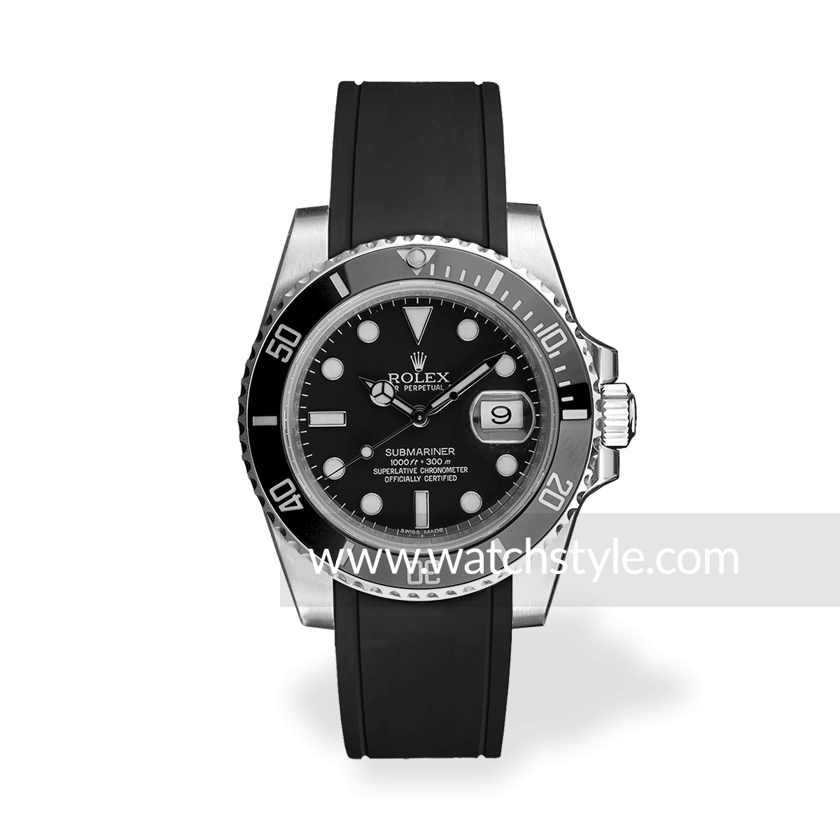 RSR Submariner - Bracelet-montre en caoutchouc pour Rolex à boucle Oyster